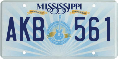 MS license plate AKB561