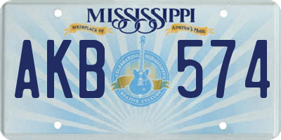 MS license plate AKB574