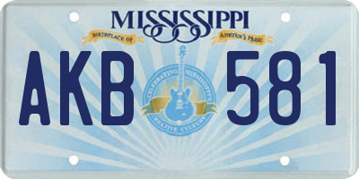 MS license plate AKB581