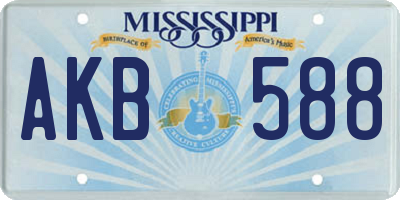 MS license plate AKB588
