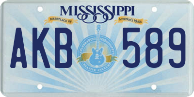 MS license plate AKB589