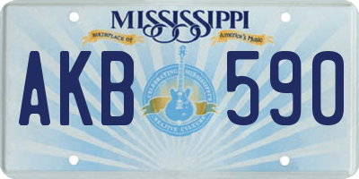 MS license plate AKB590