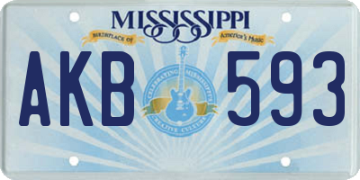 MS license plate AKB593