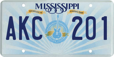 MS license plate AKC201