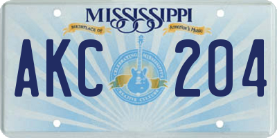 MS license plate AKC204