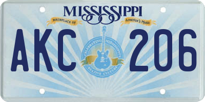 MS license plate AKC206