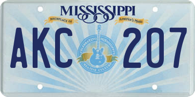 MS license plate AKC207