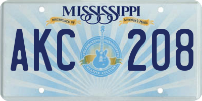 MS license plate AKC208