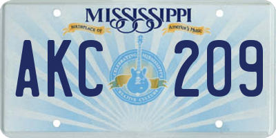 MS license plate AKC209