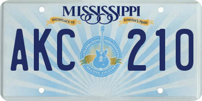 MS license plate AKC210