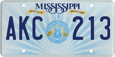MS license plate AKC213