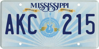 MS license plate AKC215