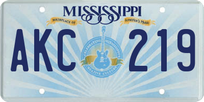 MS license plate AKC219