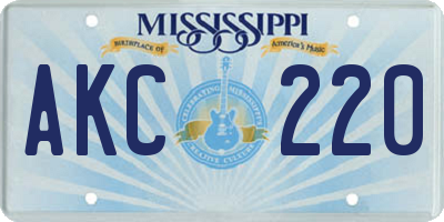 MS license plate AKC220