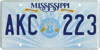 MS license plate AKC223
