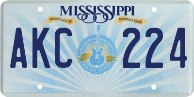MS license plate AKC224