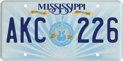 MS license plate AKC226
