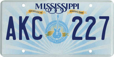 MS license plate AKC227