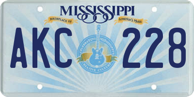 MS license plate AKC228
