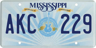 MS license plate AKC229