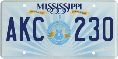 MS license plate AKC230