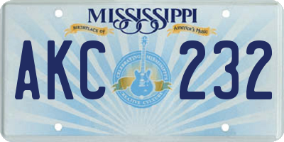 MS license plate AKC232