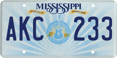 MS license plate AKC233
