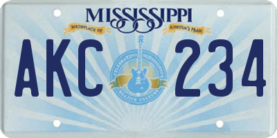 MS license plate AKC234