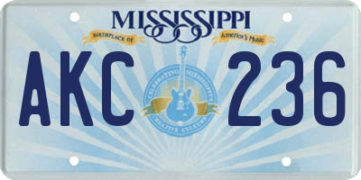 MS license plate AKC236