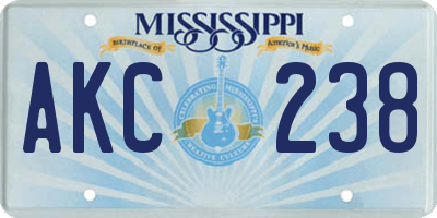 MS license plate AKC238