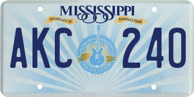 MS license plate AKC240