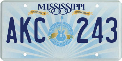 MS license plate AKC243