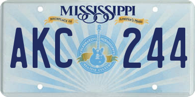 MS license plate AKC244