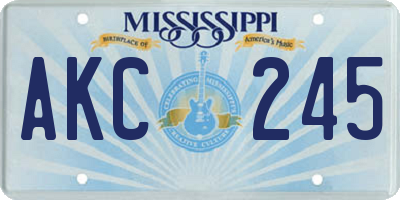 MS license plate AKC245