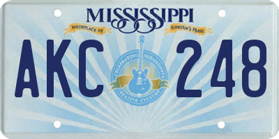 MS license plate AKC248