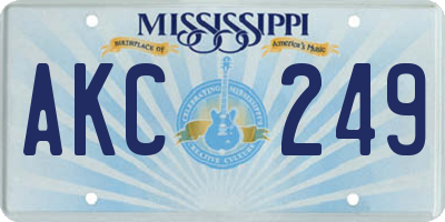 MS license plate AKC249