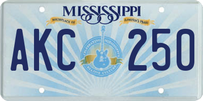 MS license plate AKC250