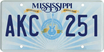 MS license plate AKC251