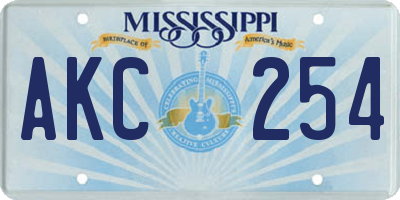 MS license plate AKC254