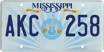MS license plate AKC258