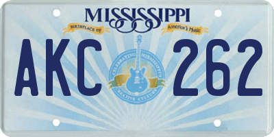 MS license plate AKC262