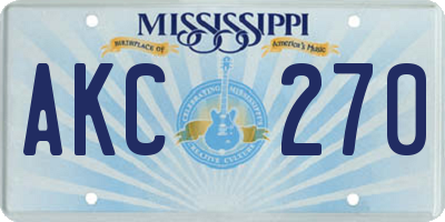 MS license plate AKC270