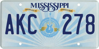 MS license plate AKC278