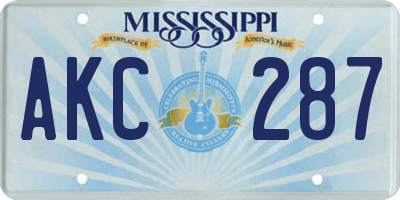 MS license plate AKC287