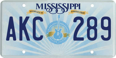 MS license plate AKC289