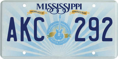 MS license plate AKC292