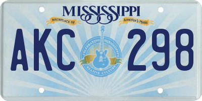 MS license plate AKC298
