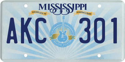MS license plate AKC301