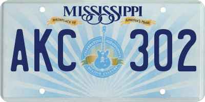 MS license plate AKC302