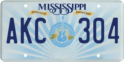 MS license plate AKC304